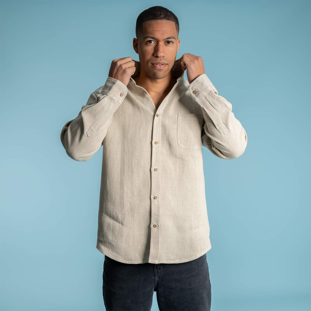 Plastic-free 100% Organic Linen Dress Shirt - No Synthetic Fibers Rawganique Plastic-free 100% Organic Linen Dress Shirt - No Synthetic Fibers Rawganique