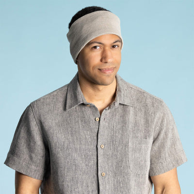 SIERRA NEVADA  Elastic-Free 100% Linen Knit Eyeshade / Headband / Ear Warmer / Neck Warmer (Plastic-free) (OC Thread) (Handmade in USA) (100% Biodegradable)