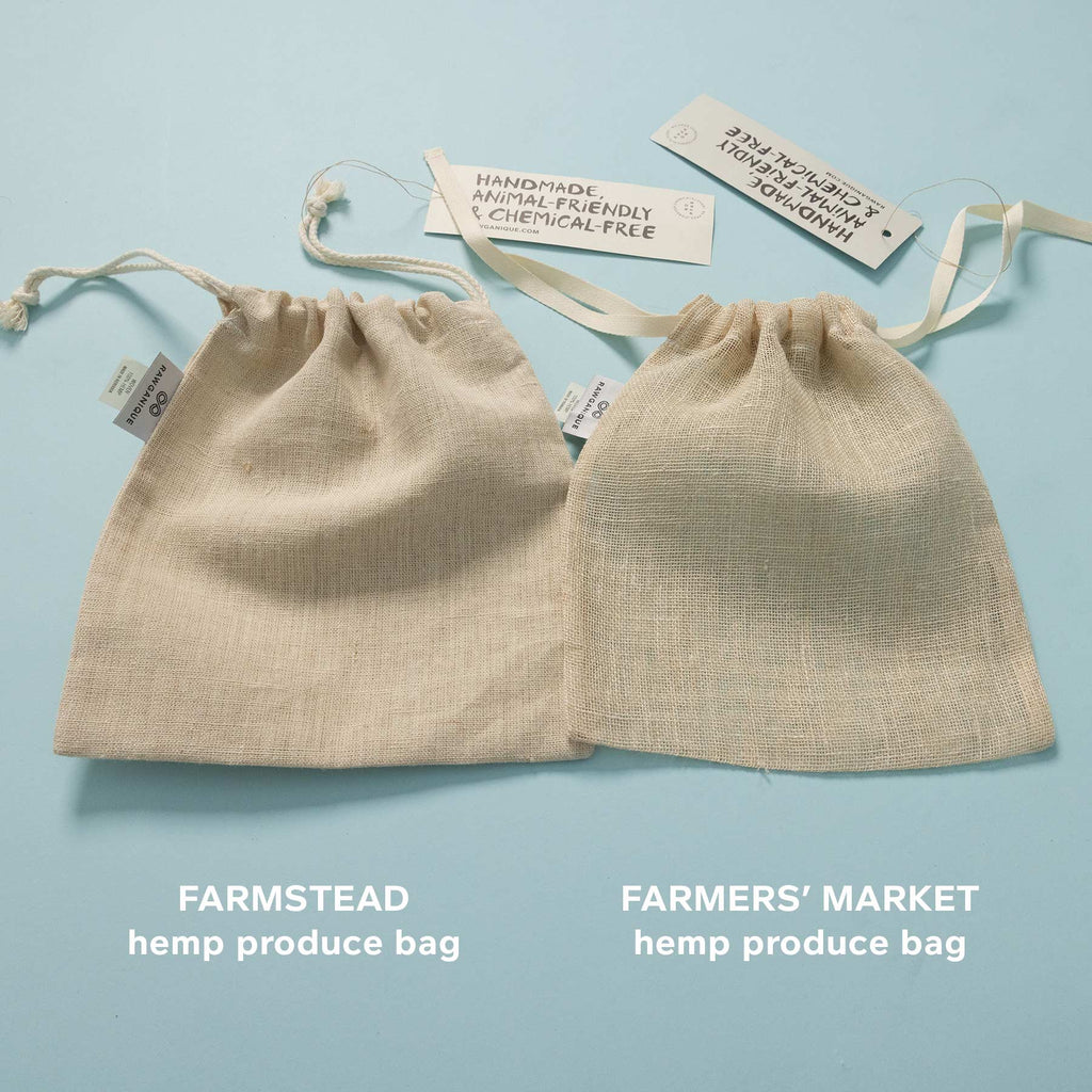FARMERS MARKET Organic Hemp Produce Bag (Breathable Hemp Mesh Fabric) (Plastic-free)