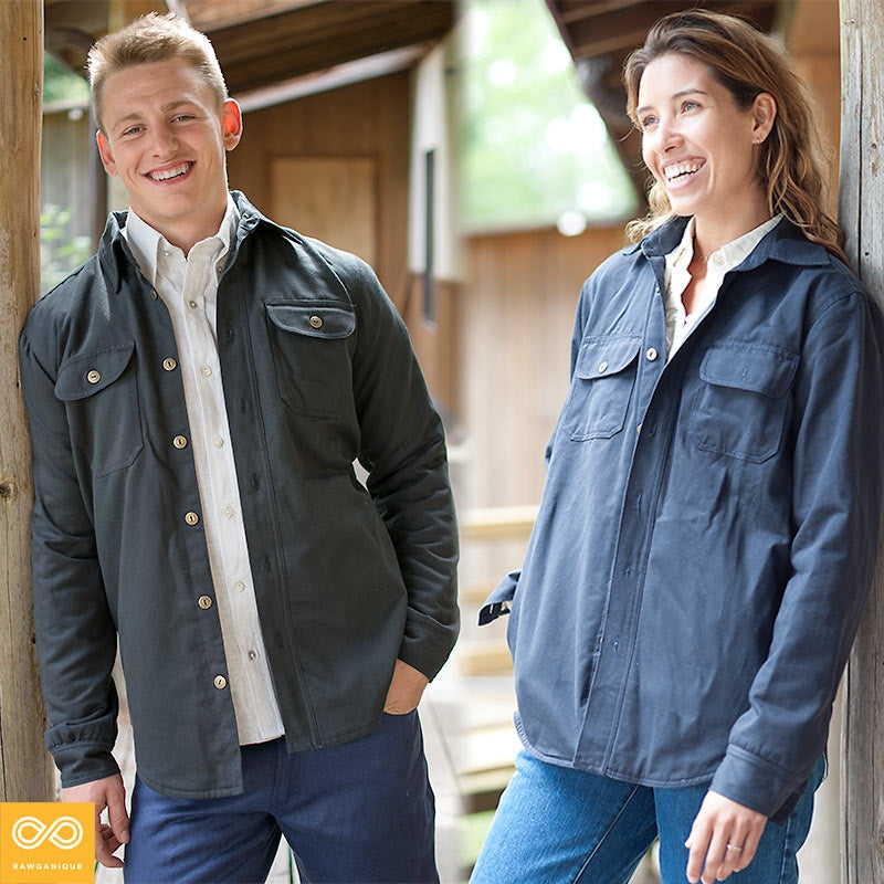 100% Organic Cotton Twill Fleece-Lined Jacket (Breathable; Vegan