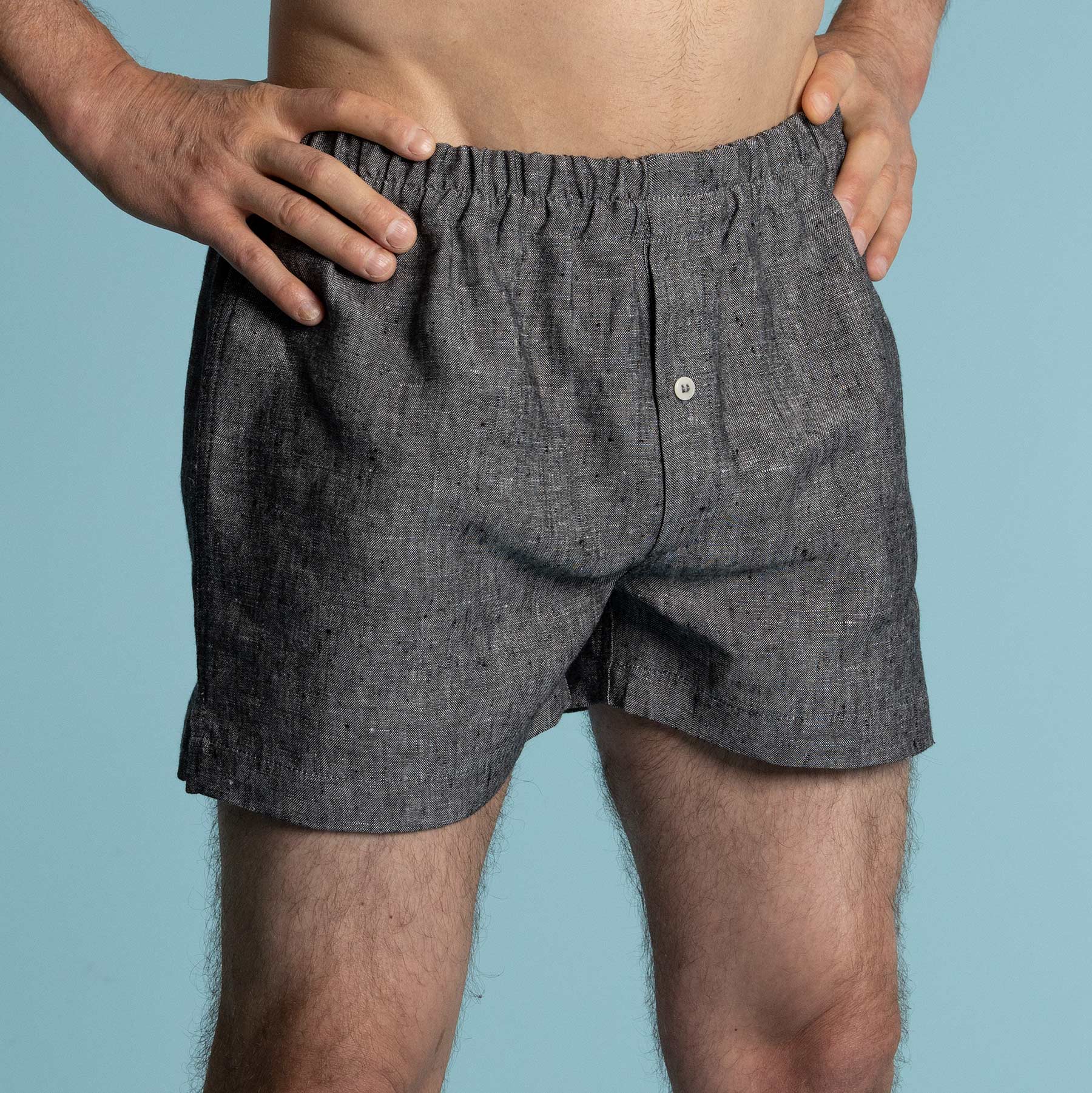 100% Organic Flax Linen Boxers (Plastic-free nut button; covered