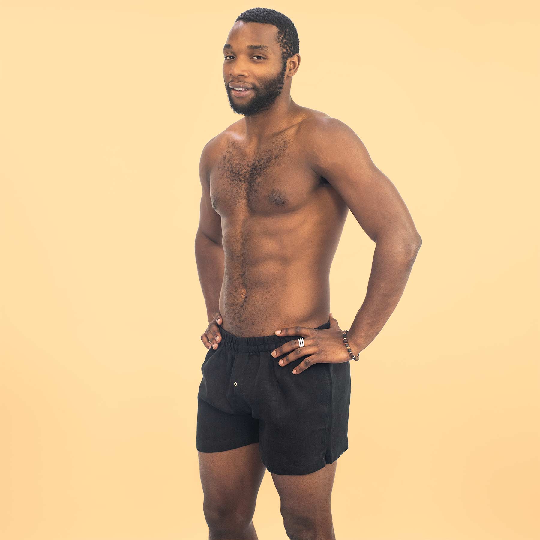 Latex Free Man Underwear, Natural Linen Sleep Shorts, Organic