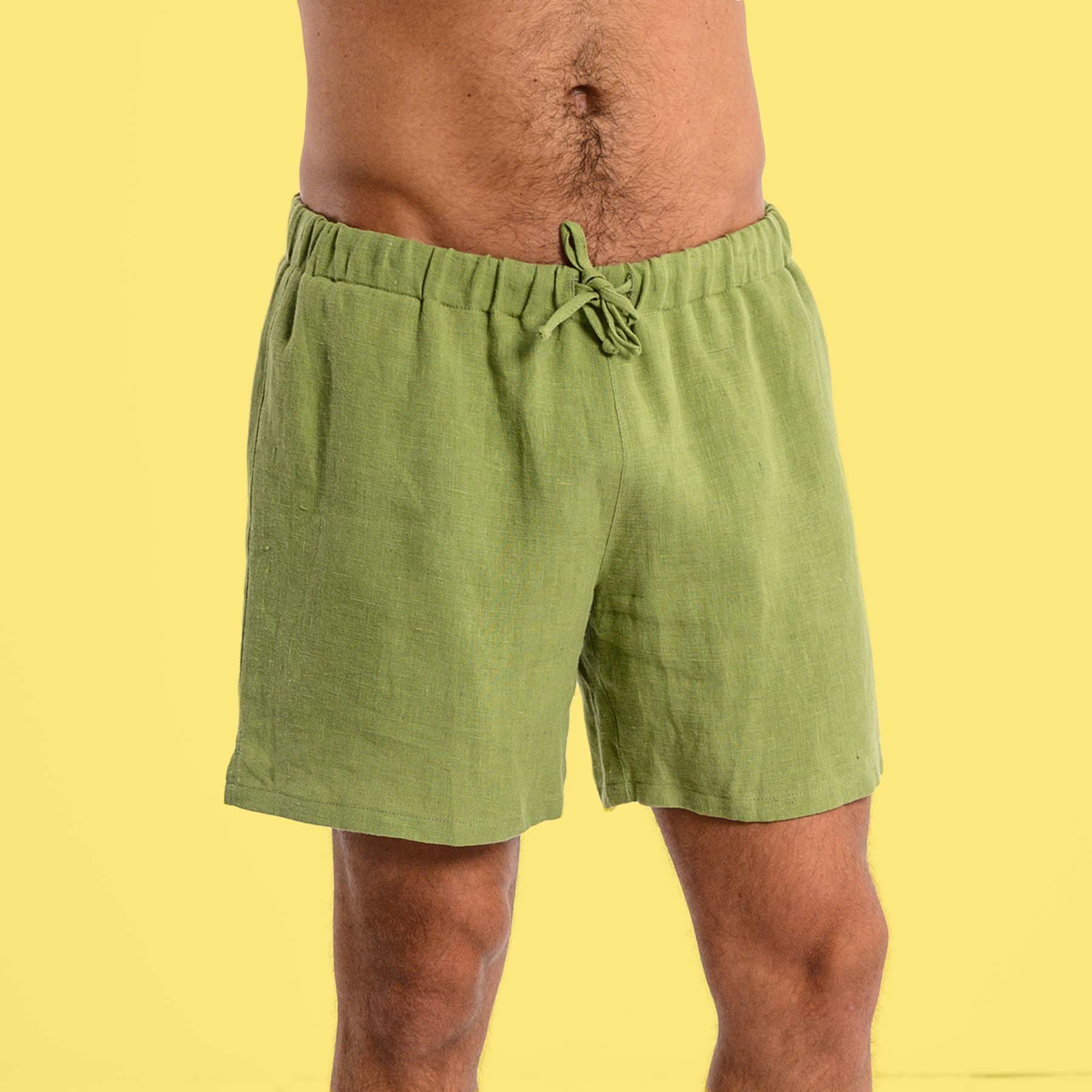 100% Organic Linen Lined Beach Shorts Trunks (Unisex; Bio-Elastic