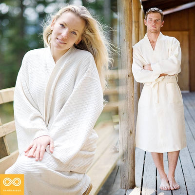 100% organic cotton waffle bathrobe