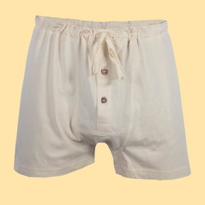 Elastic-free Organic Cotton Drawstring Boxers (nut button; breathable ...