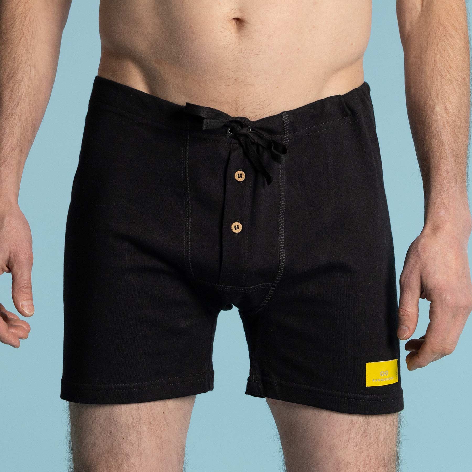 Elastic-free Organic Cotton Drawstring Boxers (nut button; breathable ...