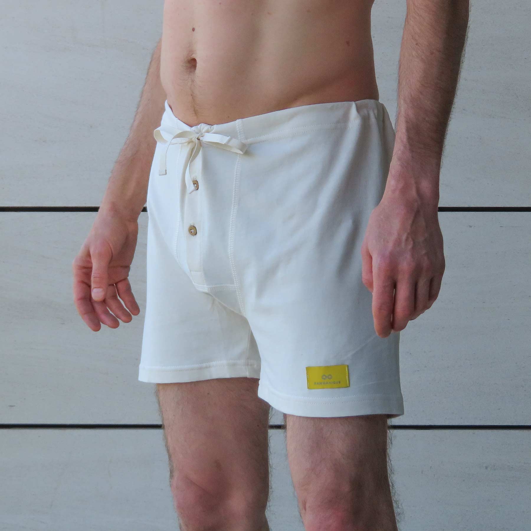 Elastic-free Organic Cotton Drawstring Boxers (nut button; breathable ...