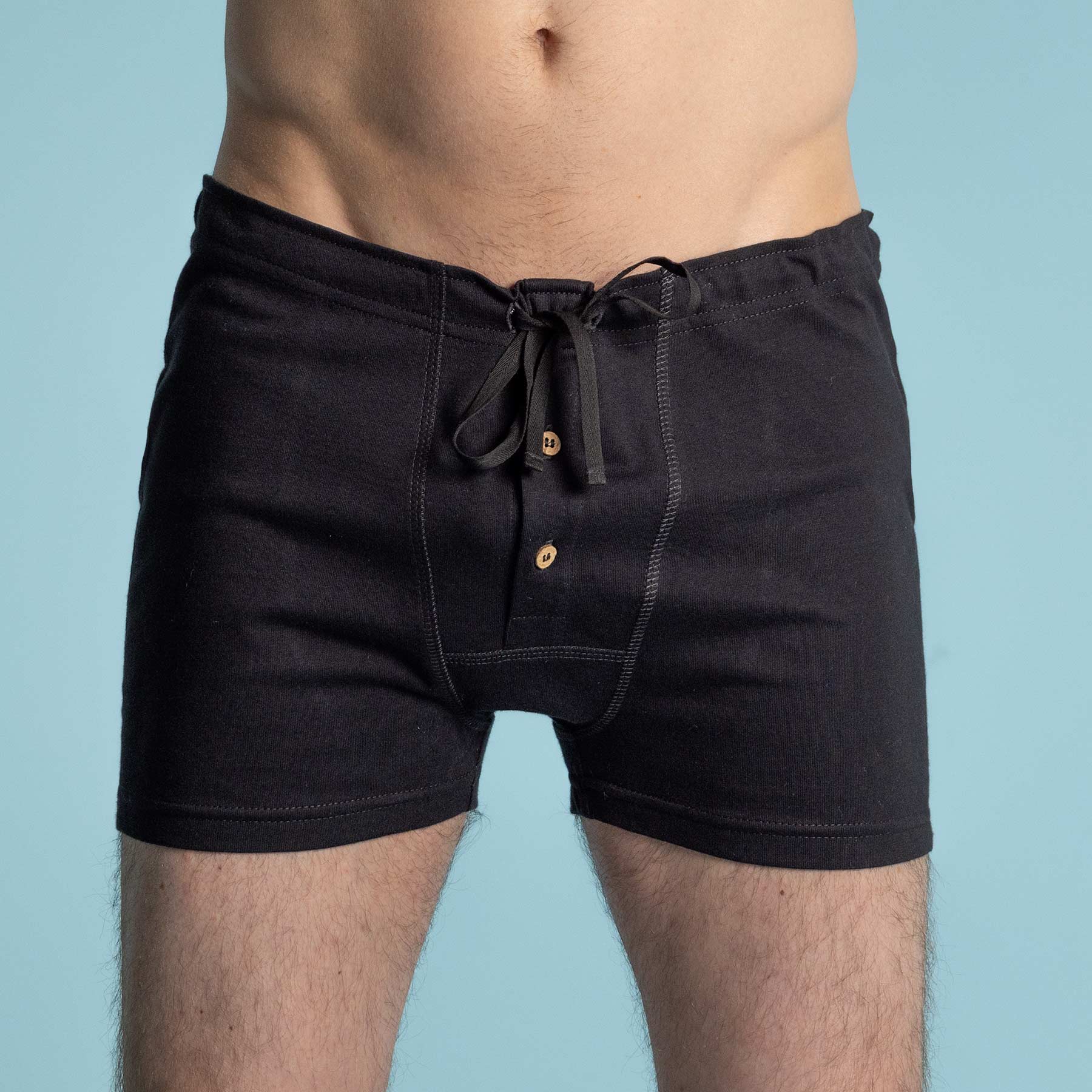 Elastic-free Organic Cotton Drawstring Boxers (nut button; breathable ...