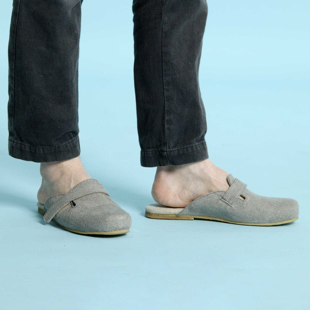 organic linen slip-on mules