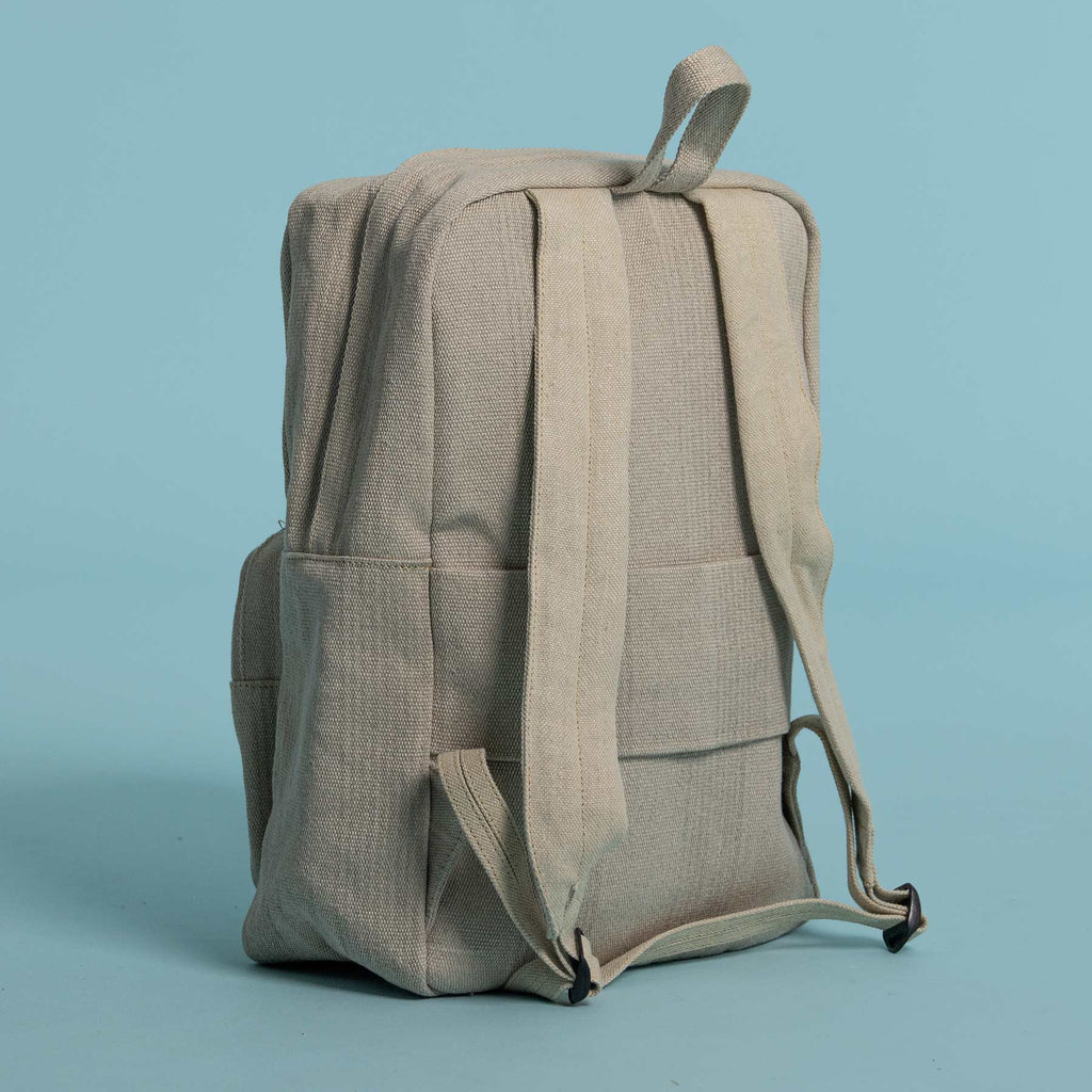MASSACHUSETTS 100% Organic Hemp Stiff Canvas Backpack With Luggage Handle Pocket Sleeve (17x11x6)