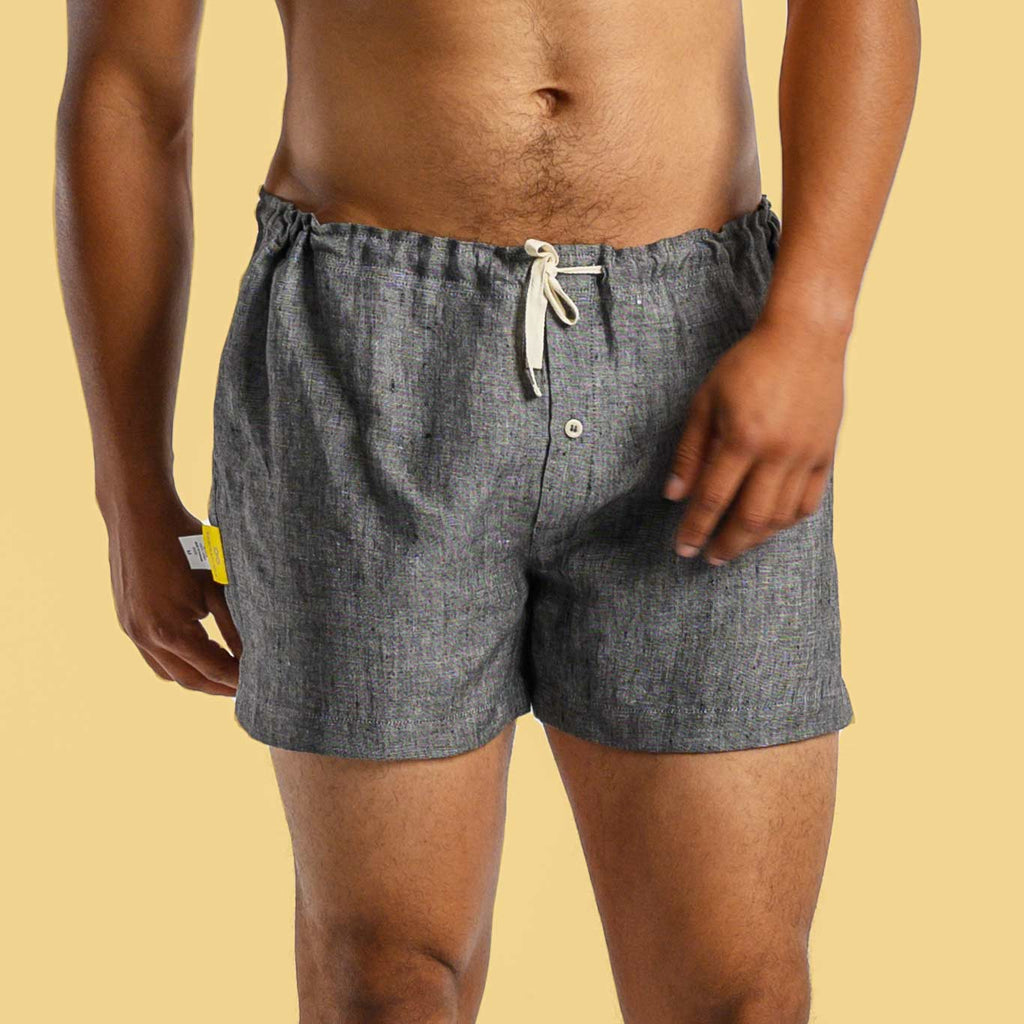 Elastic-Free Organic Linen Drawstring Boxers (Unisex; Plastic-Free ...