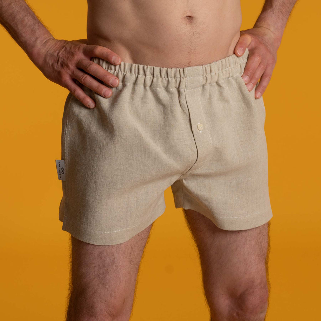 hemp boxers with natural rubber elastic waistband