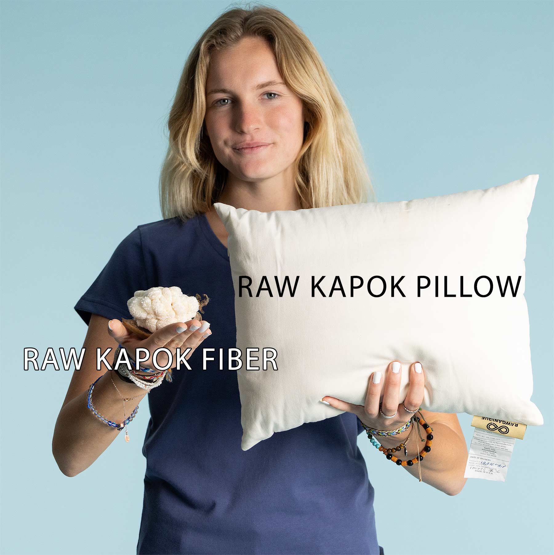 Vegan 100 Kapok Pillow (Made in USA; Organic Case, Plasticfree