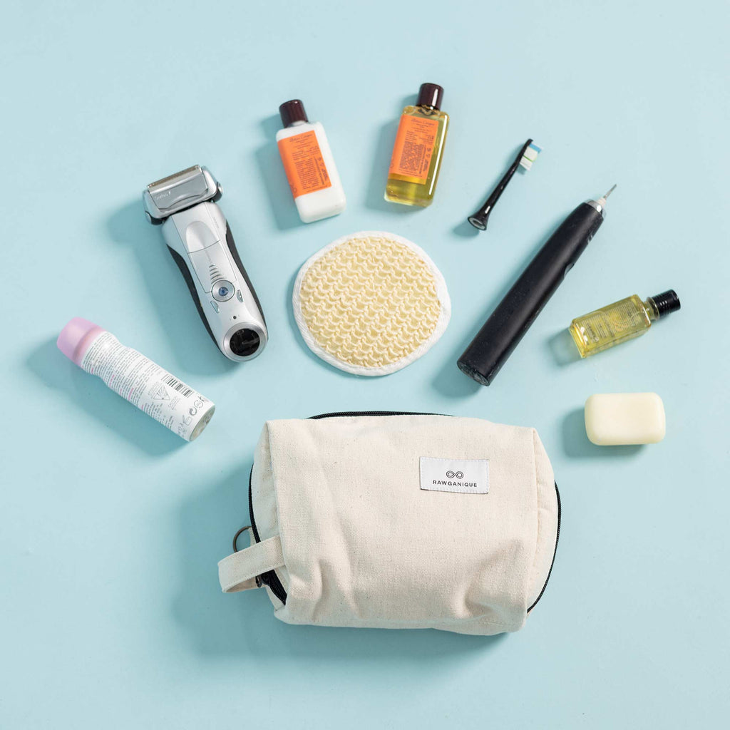 environmentally friendly travel toiletry bag 100% Organic Cotton Dopp Kit Toiletries / Accessories Organizer Bag – Rawganique