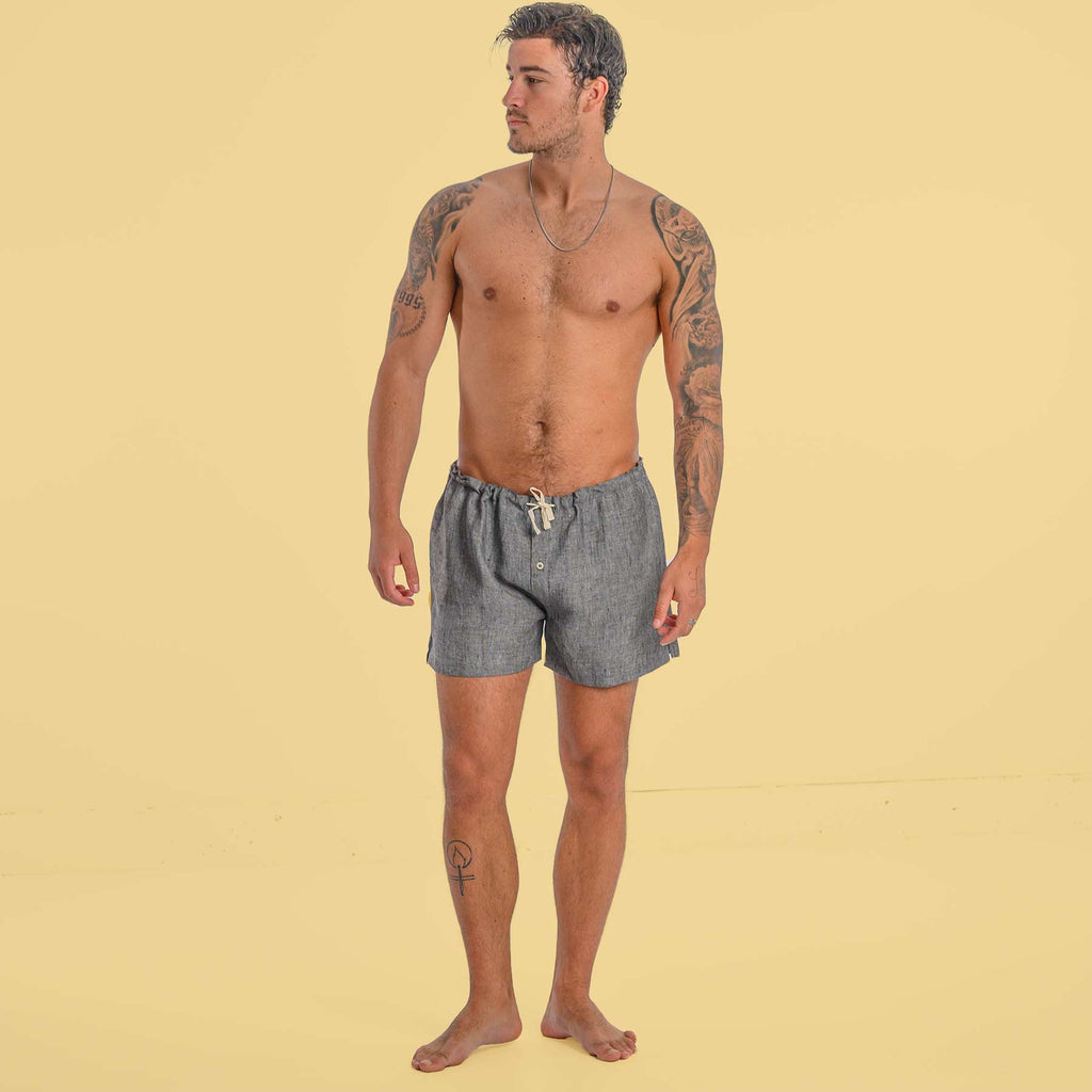 Elastic-Free Organic Linen Drawstring Boxers (Unisex; Plastic-Free ...