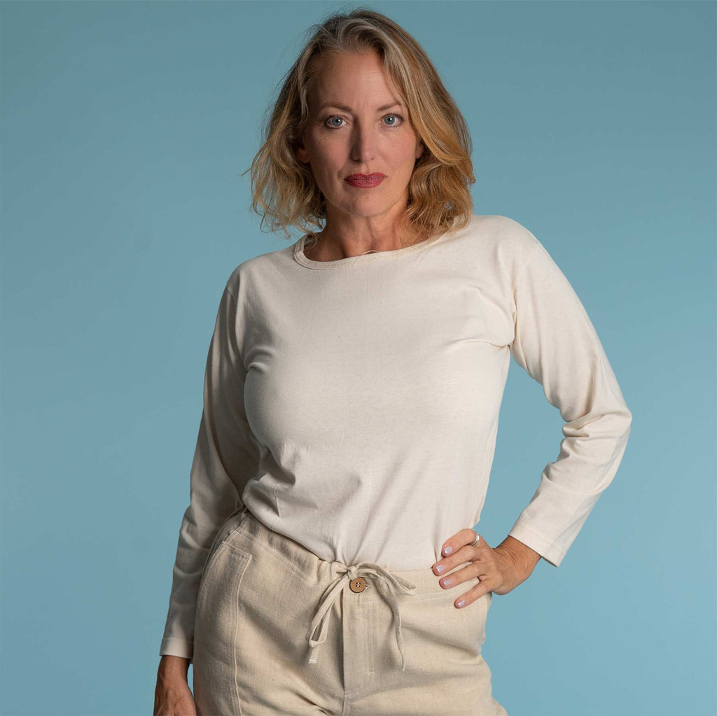 women's 100% organic cotton t-shirt long sleeve