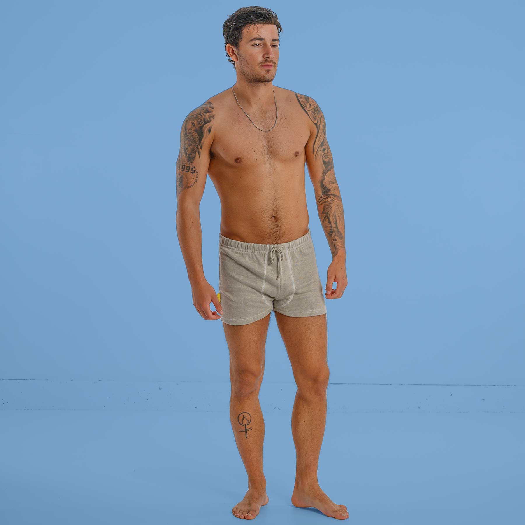 Organic Flax Linen Knit Drawstring Boxers (Covered Elastic Waistband ...