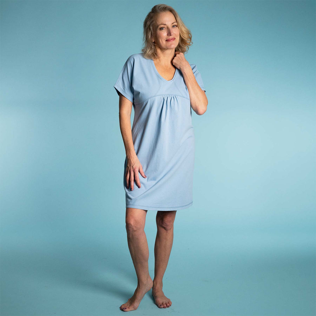 100% Organic Cotton Nightgown Lounge Dress, Chemical-Free Athletic Grey / XS