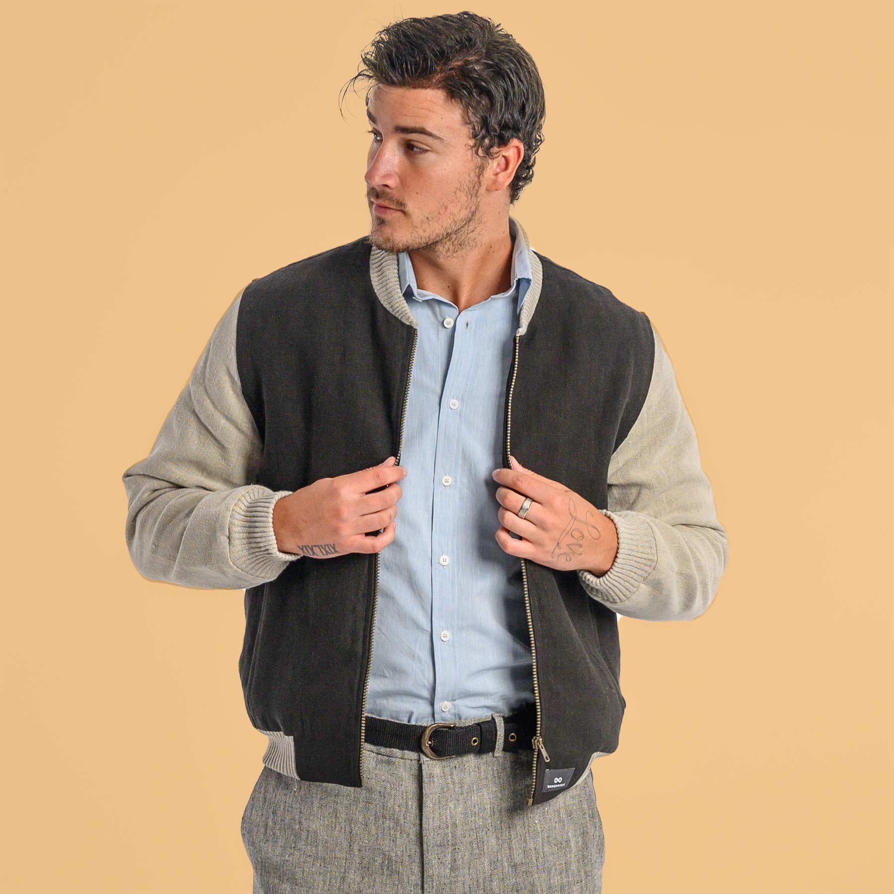 Organic Hemp Bomber Jacket - Leather-free Vegan Winter Jacket