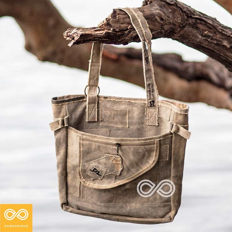 tarp tote bag Reincarnation Recycled Cotton Canvas Tarp Tote OLINDA (90% Biodegradable)