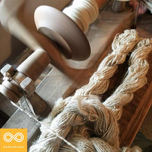 Load image into Gallery viewer, Hand-carded Hemp-Ahimsa Silk Weasel-Wound Handspun Roving Top (50gm skein)(40gm - 240 feet Skein)