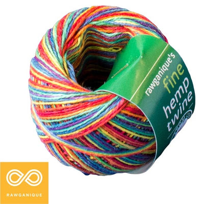 3-Strand Unwaxed Dyed Rainbow Hemp Twine