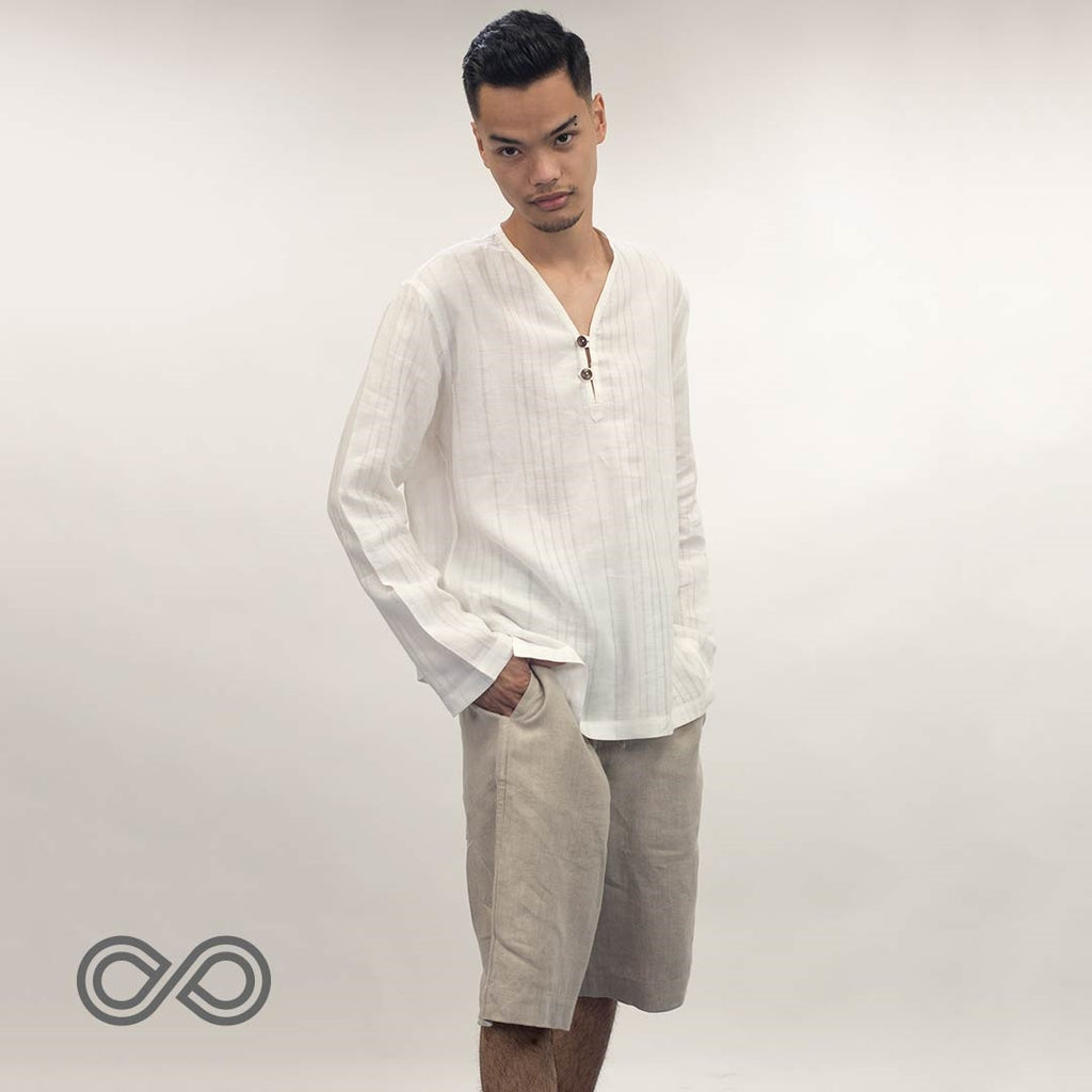 100% Organic Linen SAMADHI Shirt (Long-Sleeve; Unisex) (Closeout - Final Sale)