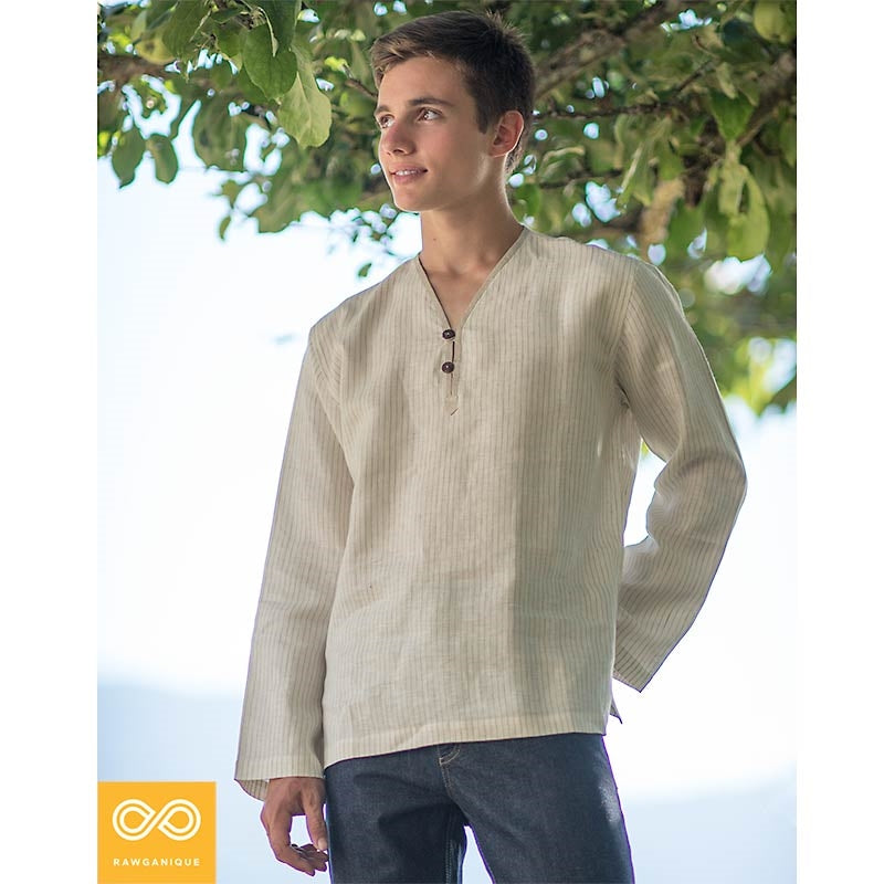 100% Organic Linen SAMADHI Shirt (Long-Sleeve; Unisex) (Closeout - Final Sale)