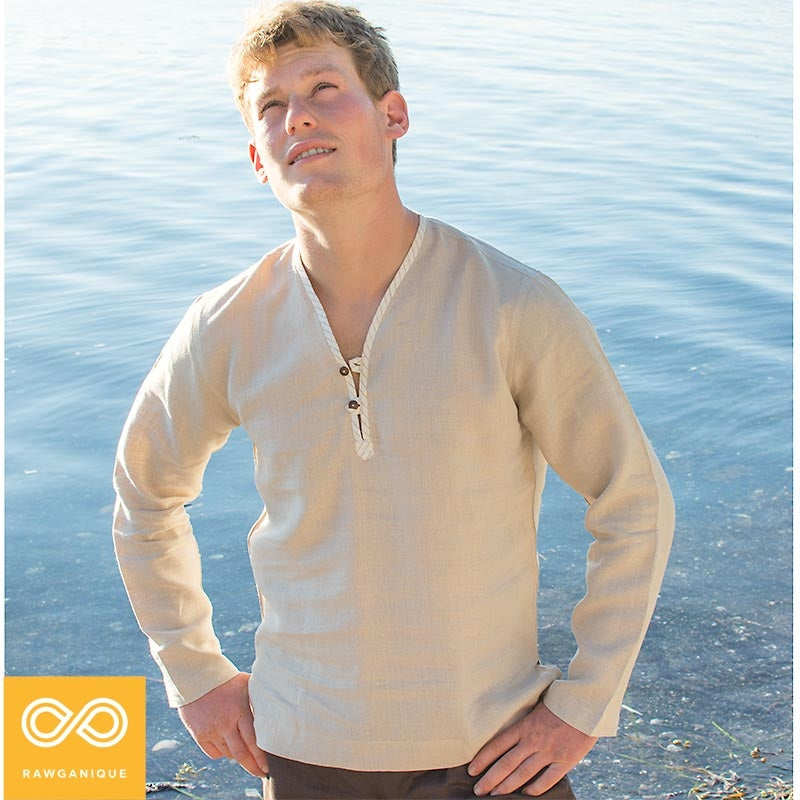 100% Organic Linen SAMADHI Shirt (Long-Sleeve; Unisex) (Closeout - Final Sale)