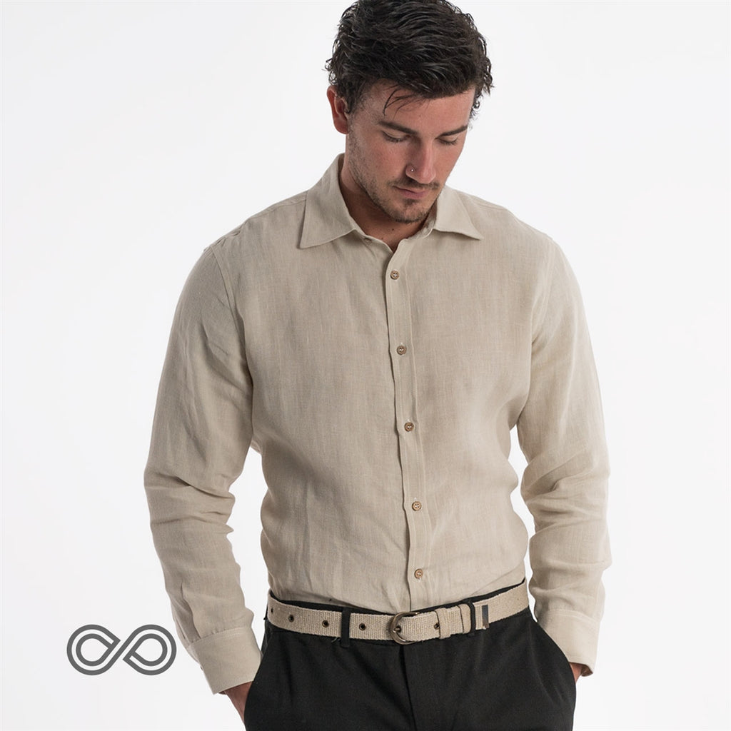 Plastic-free 100% Organic Linen Dress Shirt - No Synthetic Fibers Rawganique Plastic-free 100% Organic Linen Dress Shirt - No Synthetic Fibers Rawganique
