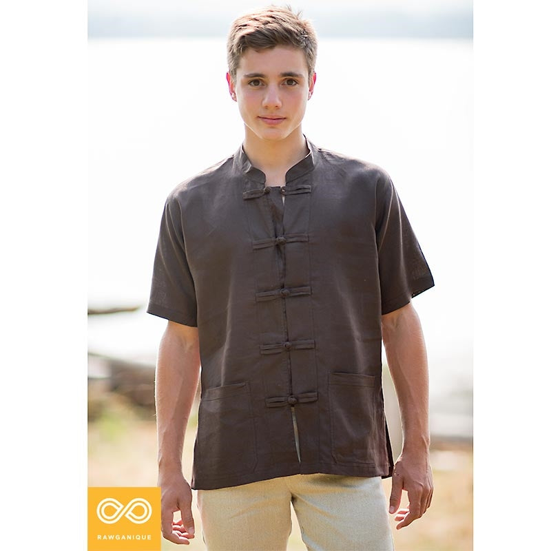 100% Organic Linen Hill Tribe Shirt (Short-Sleeved) (Closeout - Final Sale)