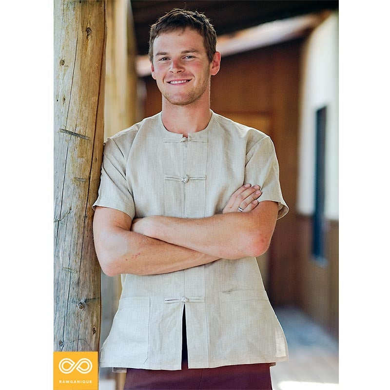 100% Organic Linen Hill Tribe Shirt (Short-Sleeved) (Closeout - Final Sale)