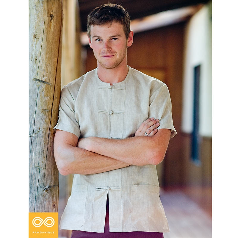 100% Organic Linen Hill Tribe Shirt (Short-Sleeved) (Closeout - Final Sale)