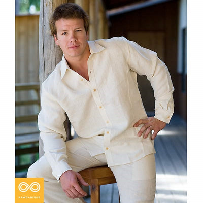 CHANCE 100% Organic Hemp Long-Sleeve Oxford Shirt (No Pocket; Plastic-Free Nut Buttons) (Closeout - Final Sale) (99.9% Biodegradable)