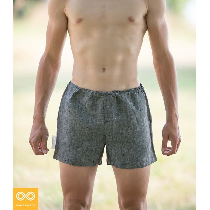 Elastic-Free Organic Linen Drawstring Boxers (Unisex; Plastic-Free ...