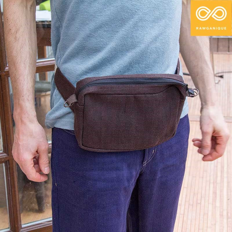 AROUND-THE-WORLD 3-in-1 Convertible Hemp Waist Pouch (9x5x2")