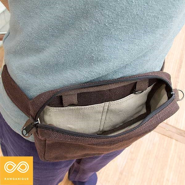 AROUND-THE-WORLD 3-in-1 Convertible Hemp Waist Pouch (9x5x2")