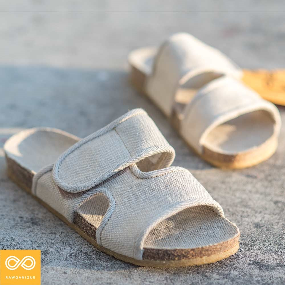 hemp sandals with cork footbed