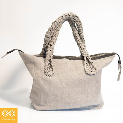 Bespoke Handmade 100% Organic French Linen Handbag (CLAREMONT) (99.6% Biodegradable)