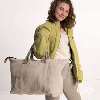 Bespoke Handmade 100% Organic French Linen Handbag (CLAREMONT) (99.6% Biodegradable)