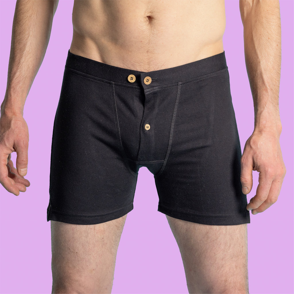 CORBIN Elastic-Free 100% Organic Prima Cotton Boxers (Drawstring-free, Plastic-Free Coconut Buttons, Latex-Free, OC Thread, OC Interfacing, Gusseted Crotch, No Synthetics) (100% Biodegradable)