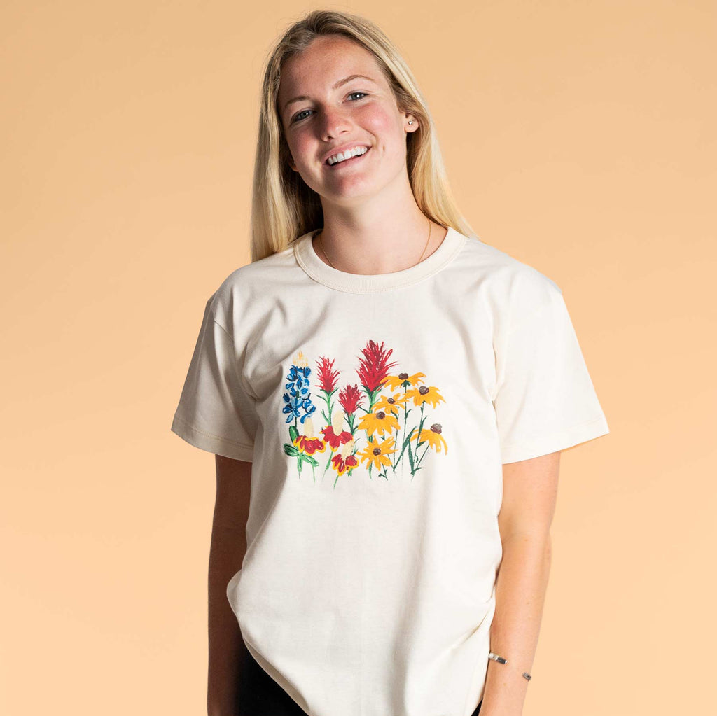 organic cotton t shirt printed flowers