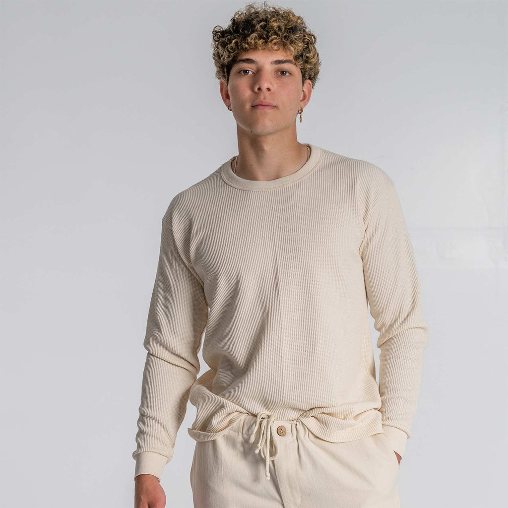 organic cotton waffle knit shirt